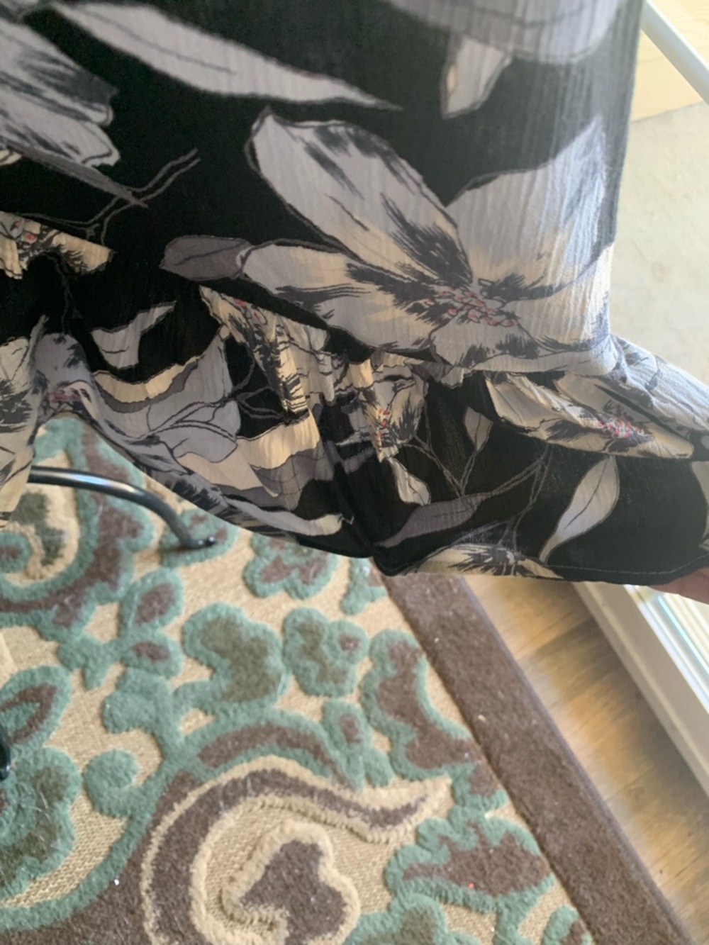 Billabong Blue & White Floral Ruffle-Hem Cropped Wide-Leg Pants - Picture 6 of 11